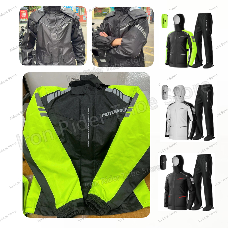 Cycling Commuter Rain Jacket - Motowolf Waterdichte Reflecterende Motorregenjas Lichtgewicht Biker