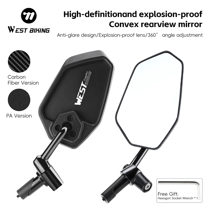 Mirror Handlebar Convex - WEST BIKING HD Anti-verblindende convexe achteruitkijkspiegel