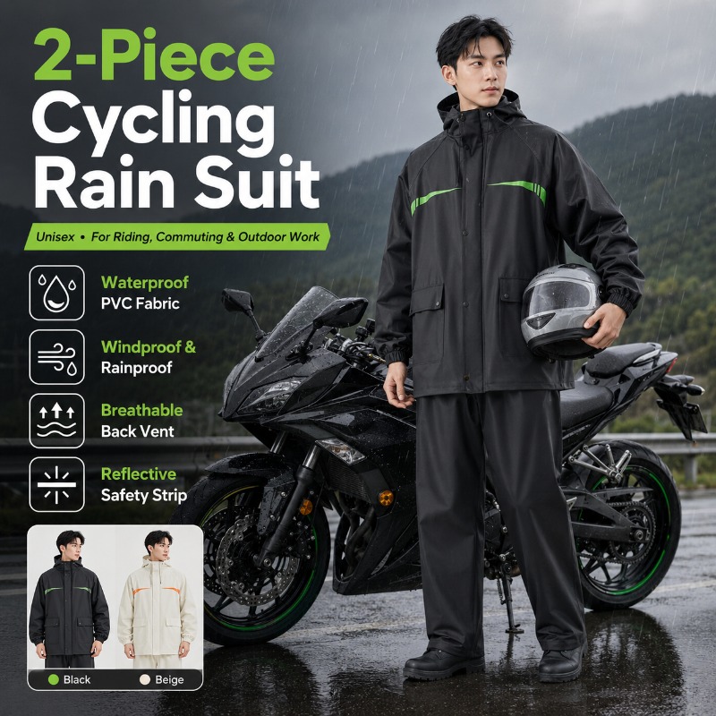 Cycling Commute Rain - Unisex 2-delige waterdichte fietsregenpak – jas
